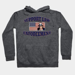 Uncle Sam on American Flag Support Law Enforcement Hoodie